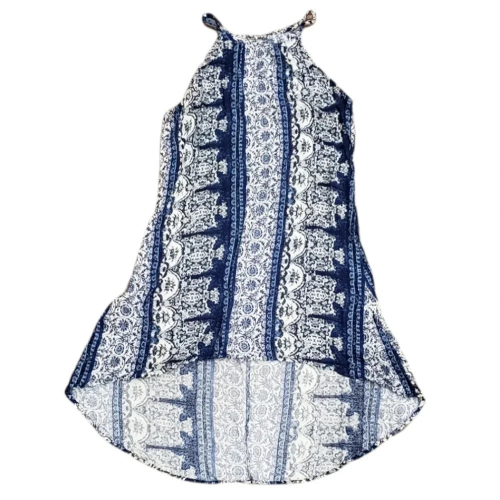 One Clothing Aztec Print Halter High Low Dress L